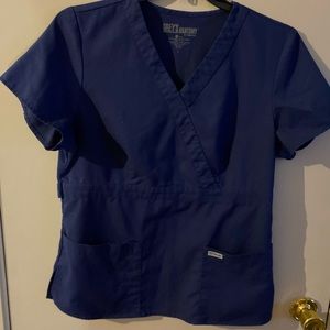EUC Greys Anatomy by Barco navy blue size large scrub top nurse medical